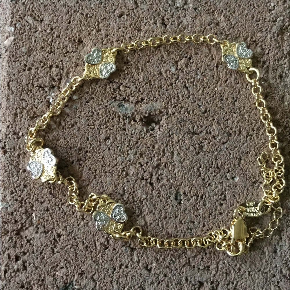Sterling Silver GF Clover Anklet